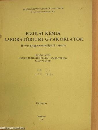 Fizikai kémia laboratóriumi gyakorlatok