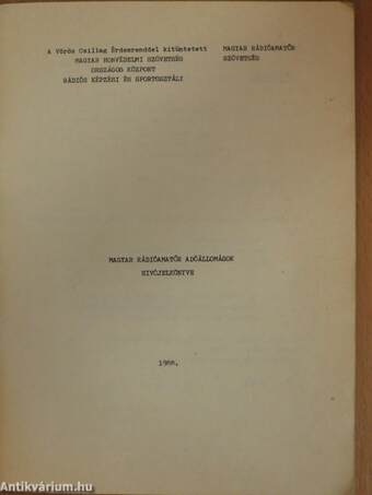 Magyar rádióamatőr adóállomások hívójelkönyve 1988.