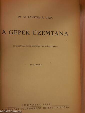 A gépek üzemtana