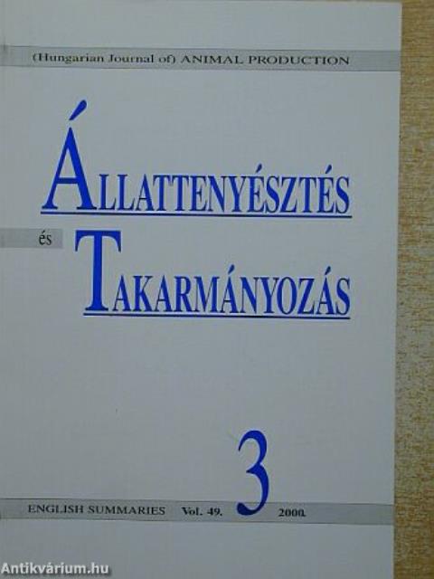 Állattenyésztés és Takarmányozás 2000/3.