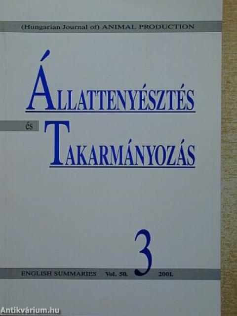 Állattenyésztés és Takarmányozás 2001/3.