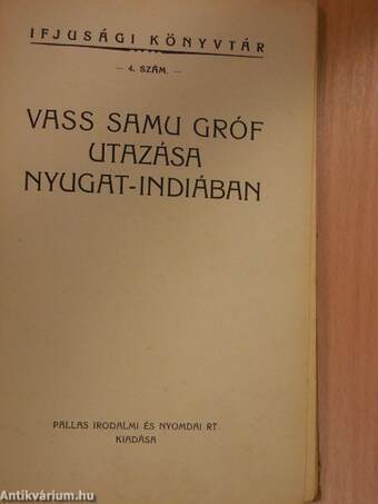 Wass Samu gróf utazása Nyugat-Indiában