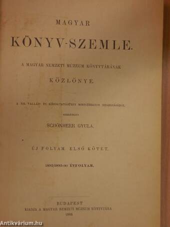 Magyar Könyv-szemle 1892/1893.