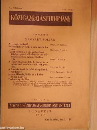 Közigazgatástudomány 1943/7-8.