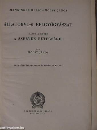 Állatorvosi belgyógyászat II.