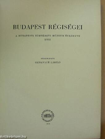 Budapest régiségei XVII.