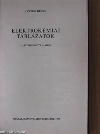 Elektrokémiai táblázatok