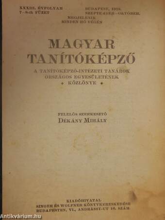 Magyar Tanítóképző 1918. szeptember-október