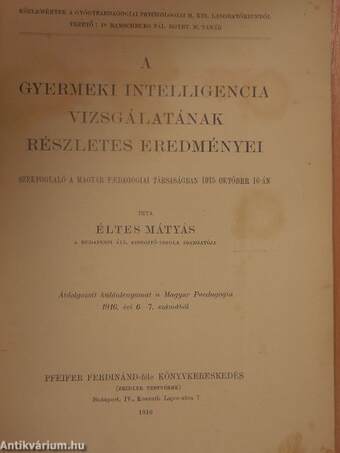 A gyermeki intelligencia vizsgálatának részletes eredményei