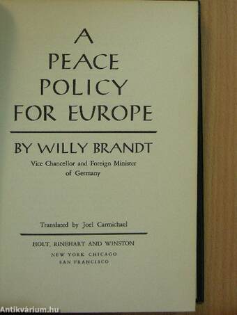 A Peace Policy for Europe