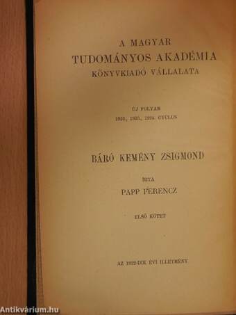 Báró Kemény Zsigmond I-II.