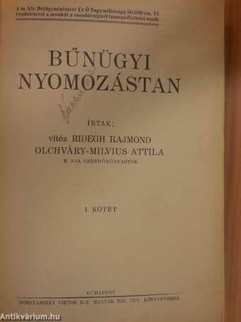 Bűnügyi nyomozástan I.