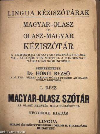 Magyar-olasz és olasz-magyar kéziszótár I-II.