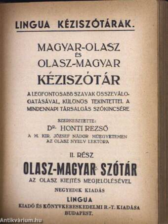 Magyar-olasz és olasz-magyar kéziszótár I-II.