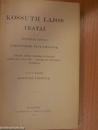 Kossuth Lajos iratai VII.