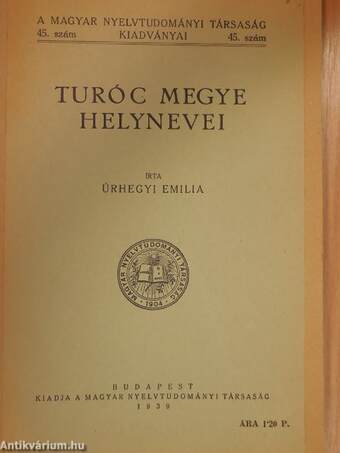 Turóc megye helynevei