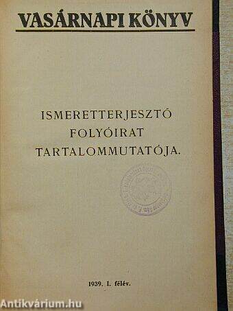Vasárnapi Könyv 1939. I.