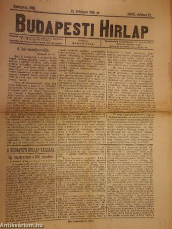 Budapesti Hirlap 1891. október 12.