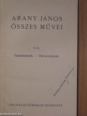 Arany János összes művei V-VIII.