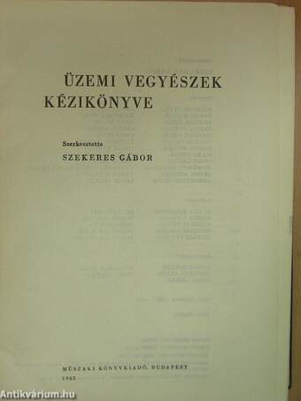 Üzemi vegyészek kézikönyve