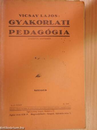 Gyakorlati pedagógia 1941. augusztus-szeptember