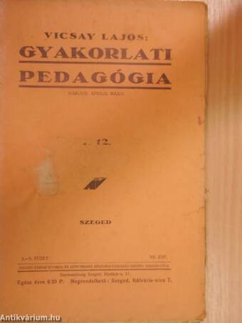 Gyakorlati pedagógia 1942. március-április-május