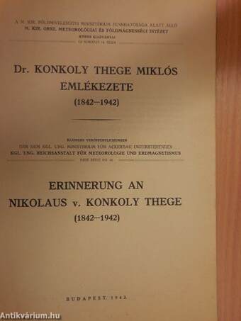 Dr. Konkoly Thege Miklós emlékezete (1842-1942)