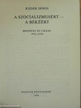 A szocializmusért - a békéért