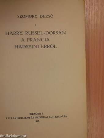 Harry Russel-Dorsan a francia hadszintérről