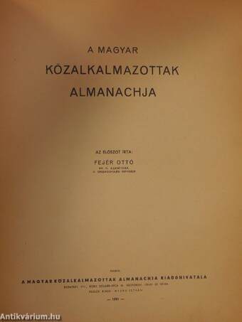 A Magyar Közalkalmazottak Almanachja 1941.