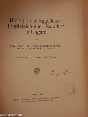 Biologie der Aggteleker Tropfsteinhöhle "Baradla" in Ungarn