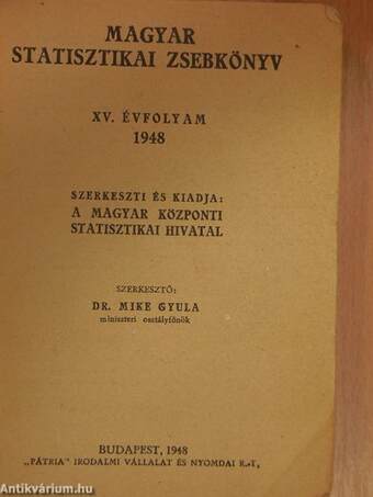 Magyar statisztikai zsebkönyv 1948.