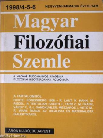 Magyar Filozófiai Szemle 1998/4-5-6.