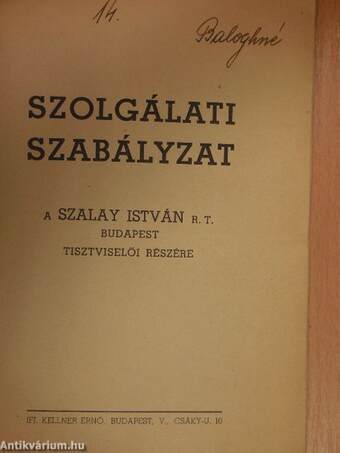 Szolgálati szabályzat