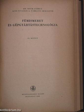 Fémismeret és gépgyártástechnológia I-III.