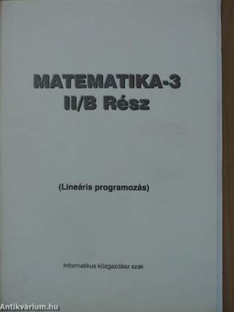 Matematika-3 II/B Rész