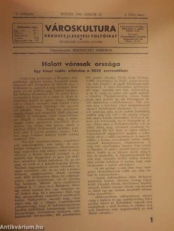 Városkultura 1932. január 25.