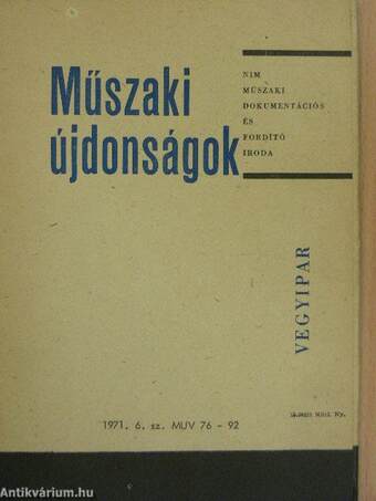 Műszaki Újdonságok 1971/6. MUV 76-92.