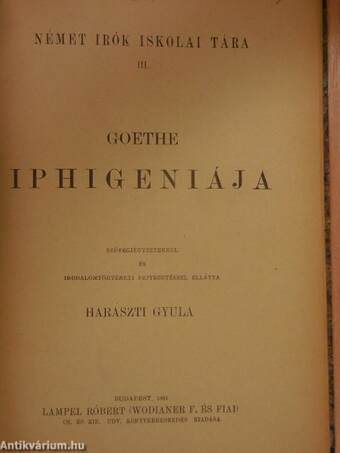 Goethe Iphigeniája (gótbetűs)