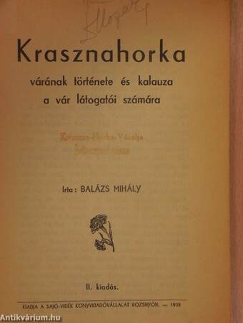 Krasznahorka várának története és kalauza a vár látogatói számára