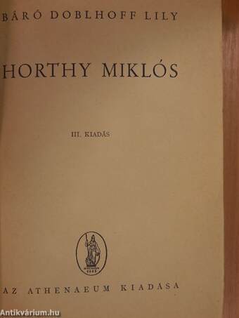 Horthy Miklós (Tiltólistás kötet)