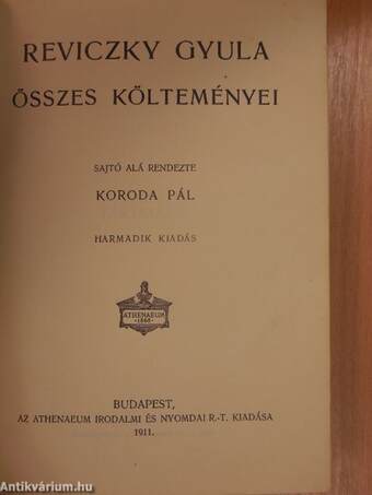 Reviczky Gyula összes költeményei