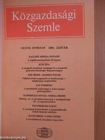 Közgazdasági Szemle 1991. január-december I-II.