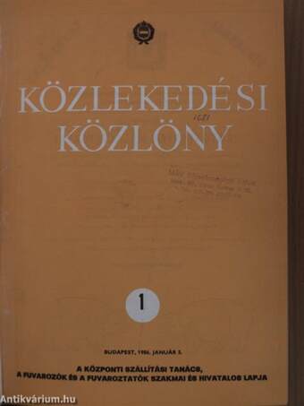 Közlekedési Közlöny 1986. (nem teljes évfolyam)