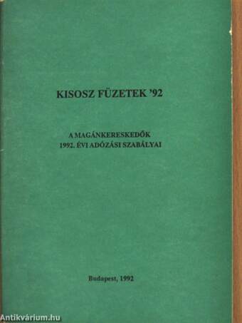 A magánkereskedők 1992. évi adózási szabályai