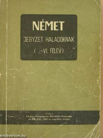 Német jegyzet haladóknak (V.-VI. félév)