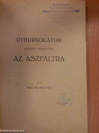 Útburkolatok különös tekintettel az aszfaltra