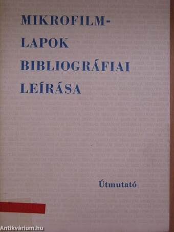 Mikrofilmlapok bibliográfiai leírása