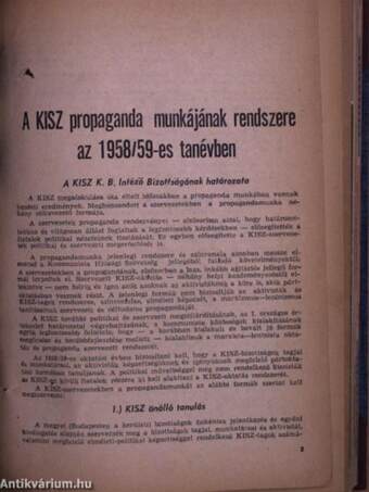 Ifjú Kommunista 1957-58. (nem teljes évfolyamok)/A KISZ propaganda munkájának rendszere az 1958/59-es tanévben