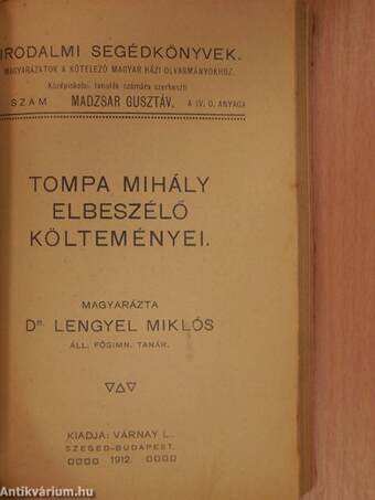 Téli éjszakák és versek/Kisfaludy Sándor regéi/Szilágyi Mihály szabadulása, Mátyás deák, Hűség próbája/Tompa Mihály elbeszélő költeményei/Petőfi táj- és életképei/Az első lopás, Jóka ördöge/Toldi estéje/Kedves atyafiak